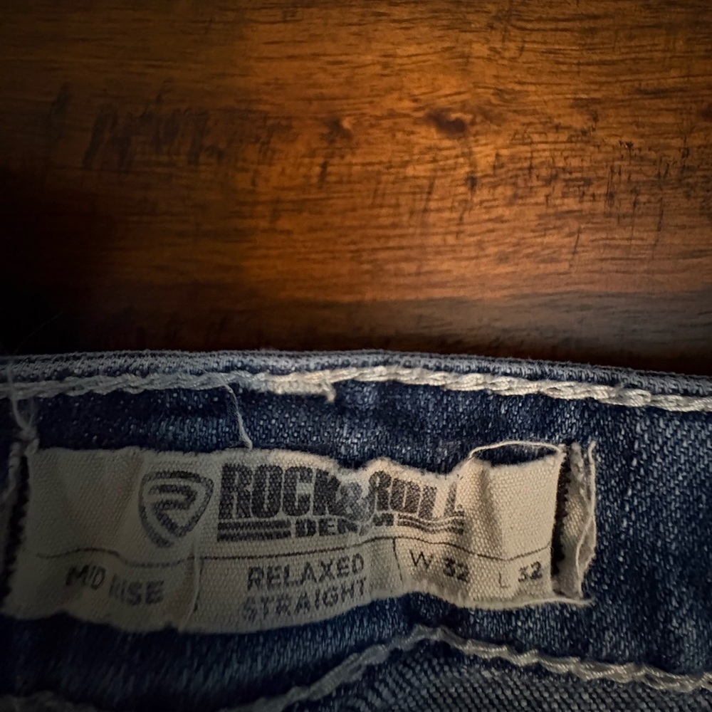 Rock & Roll Light Blue Straight Leg Jeans W32 L32 - Picture 5 of 5